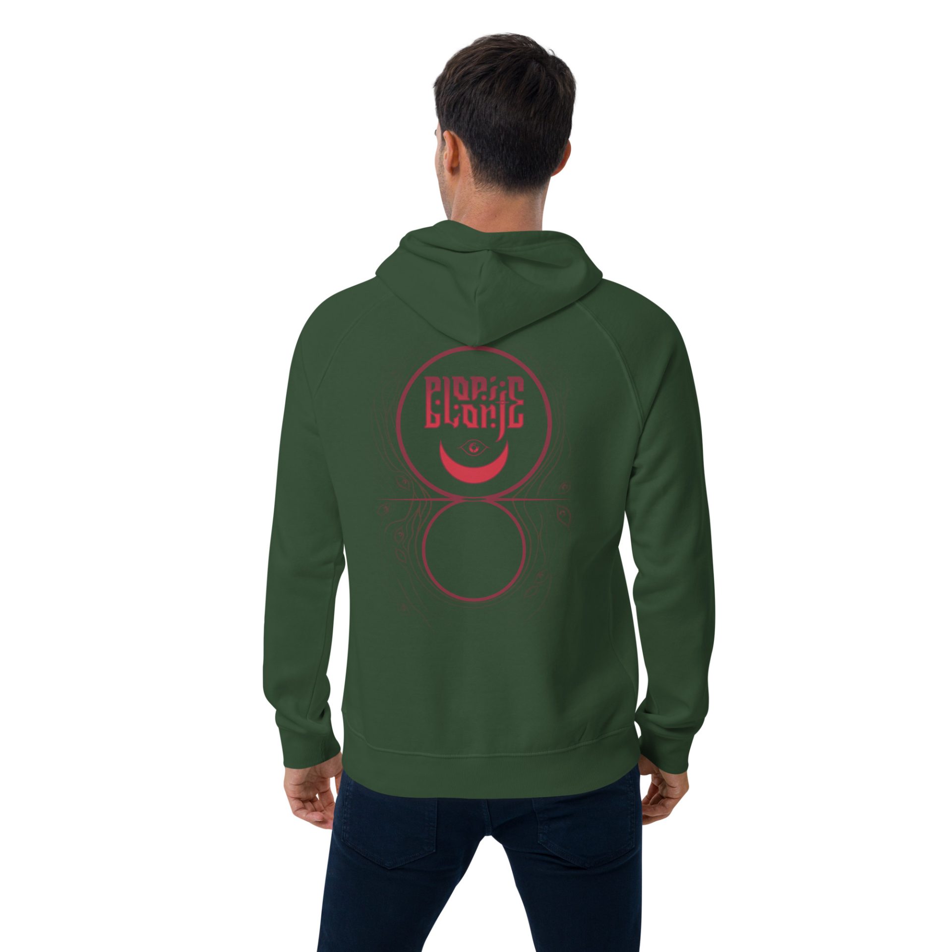 Unisex eco raglan hoodie bottle green back 2 69132b7797e13.jpg
