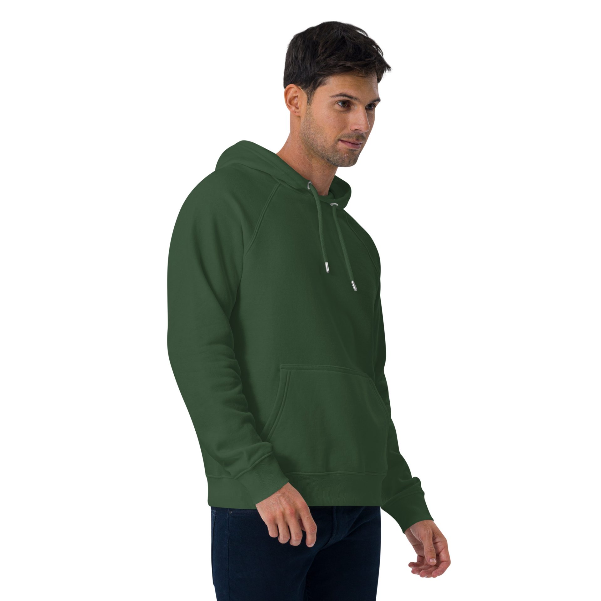 Unisex eco raglan hoodie bottle green right front 69125384d28f2.jpg