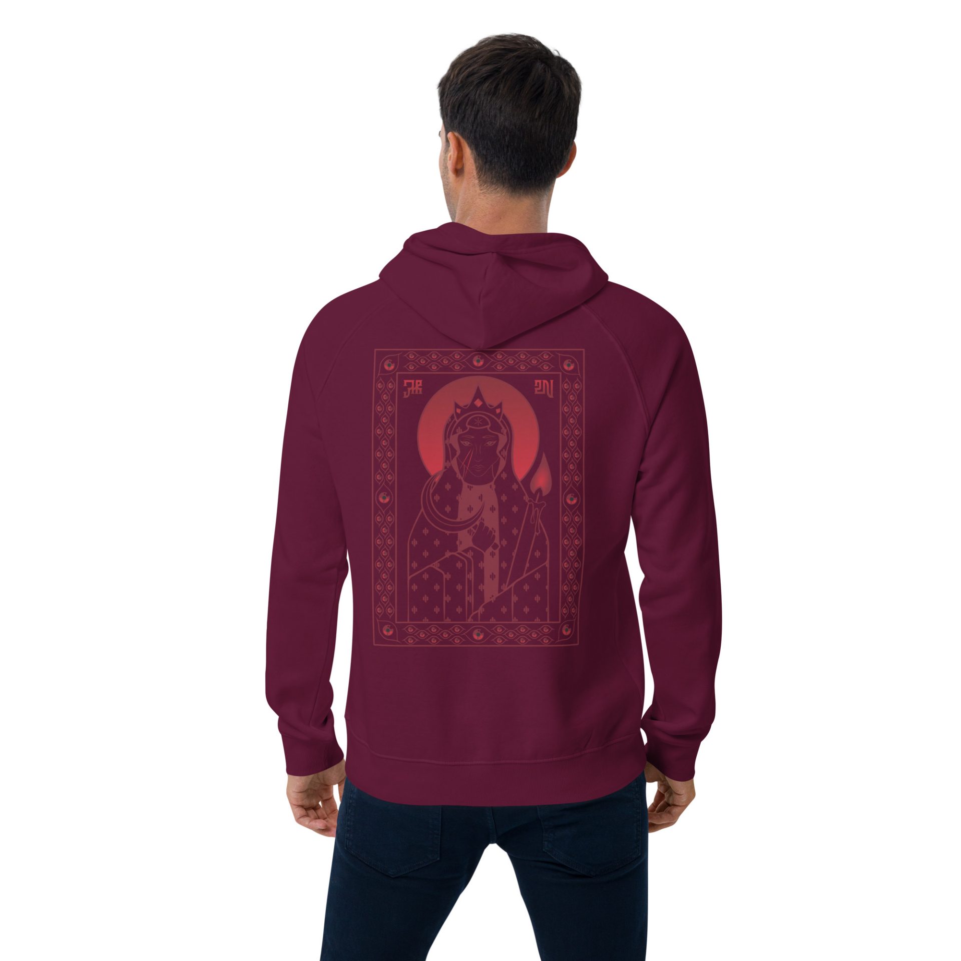 Unisex eco raglan hoodie burgundy back 2 69132cbe6ae6b.jpg