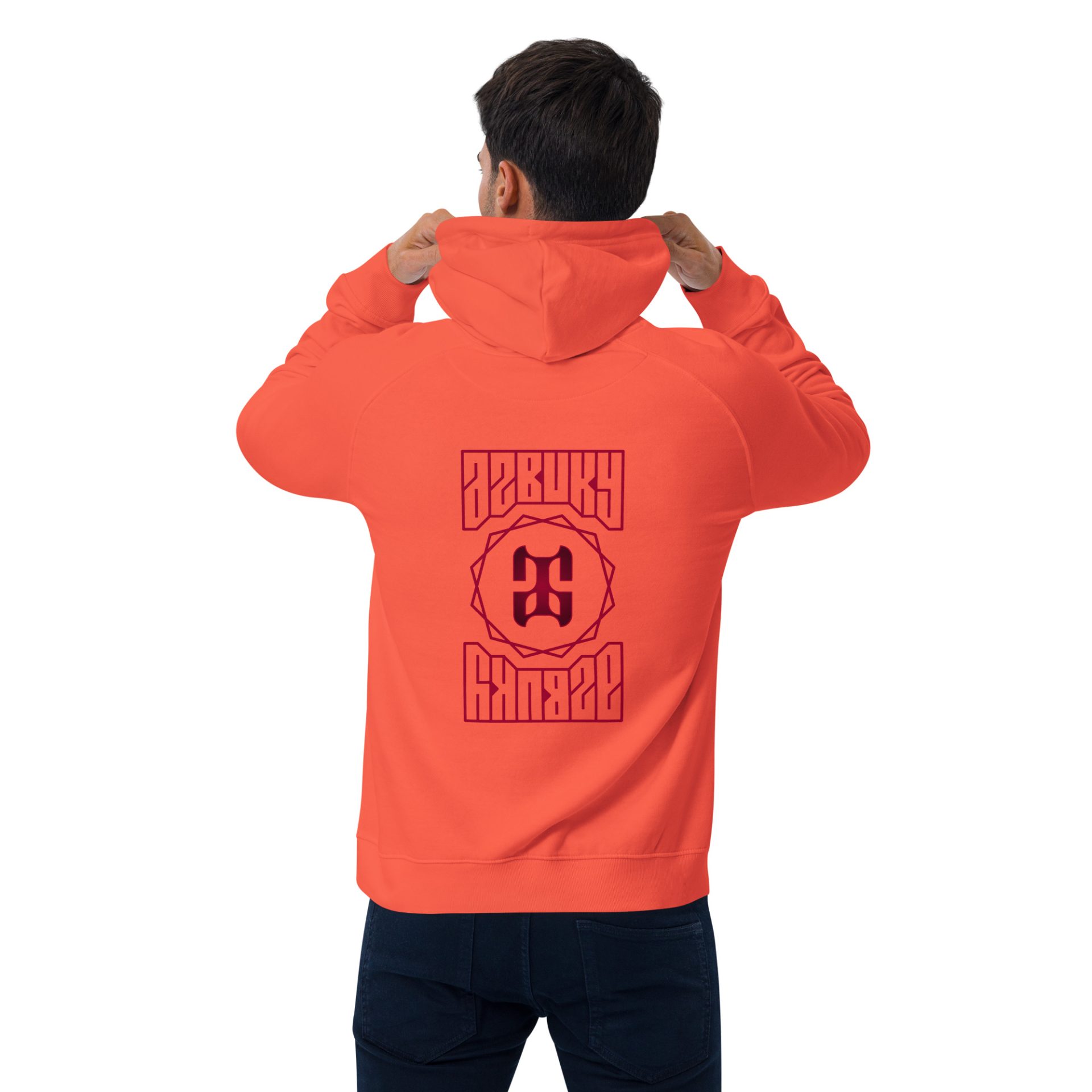 Unisex eco raglan hoodie burnt orange back 69125384d39eb.jpg