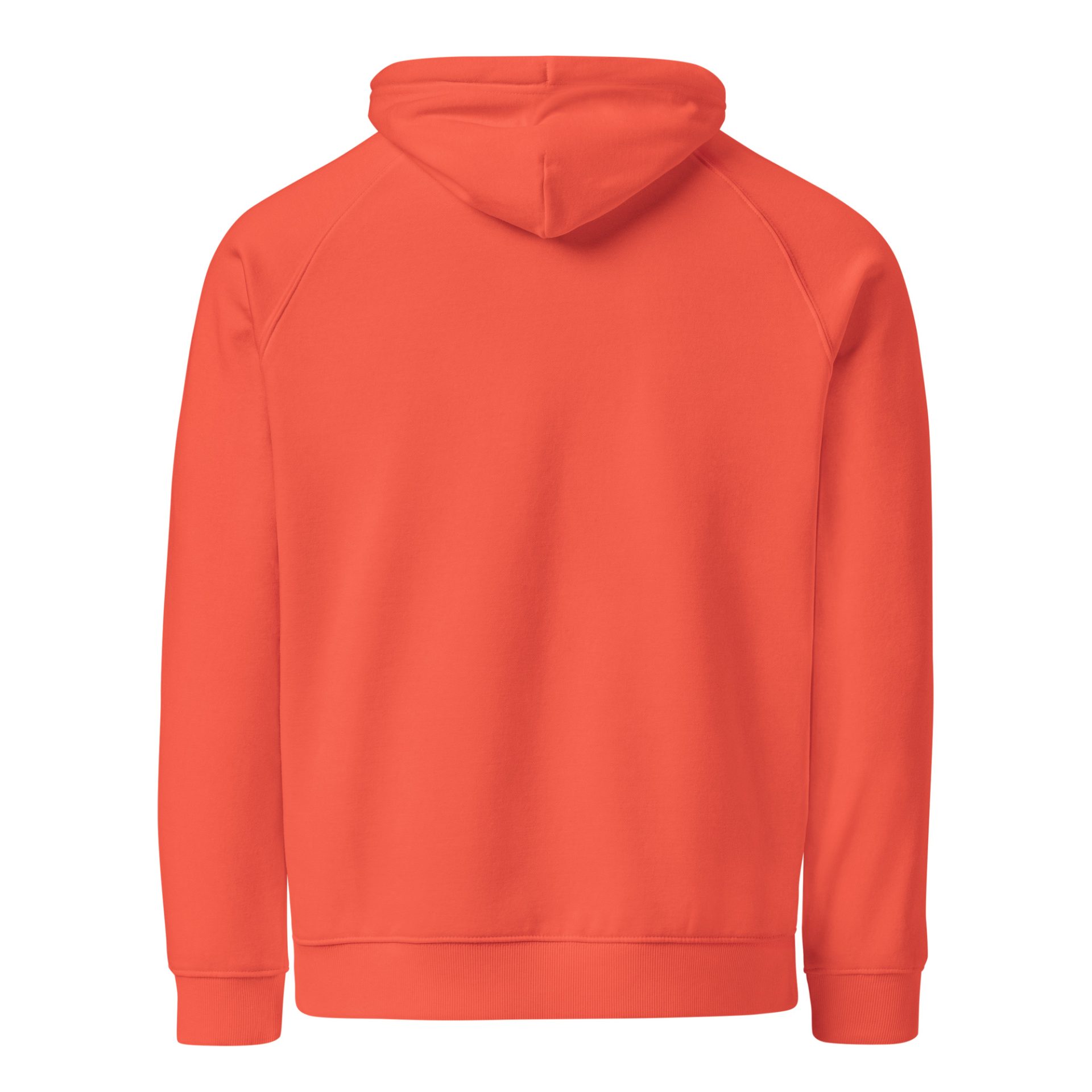 Unisex eco raglan hoodie burnt orange back 69132c6d883e0.jpg