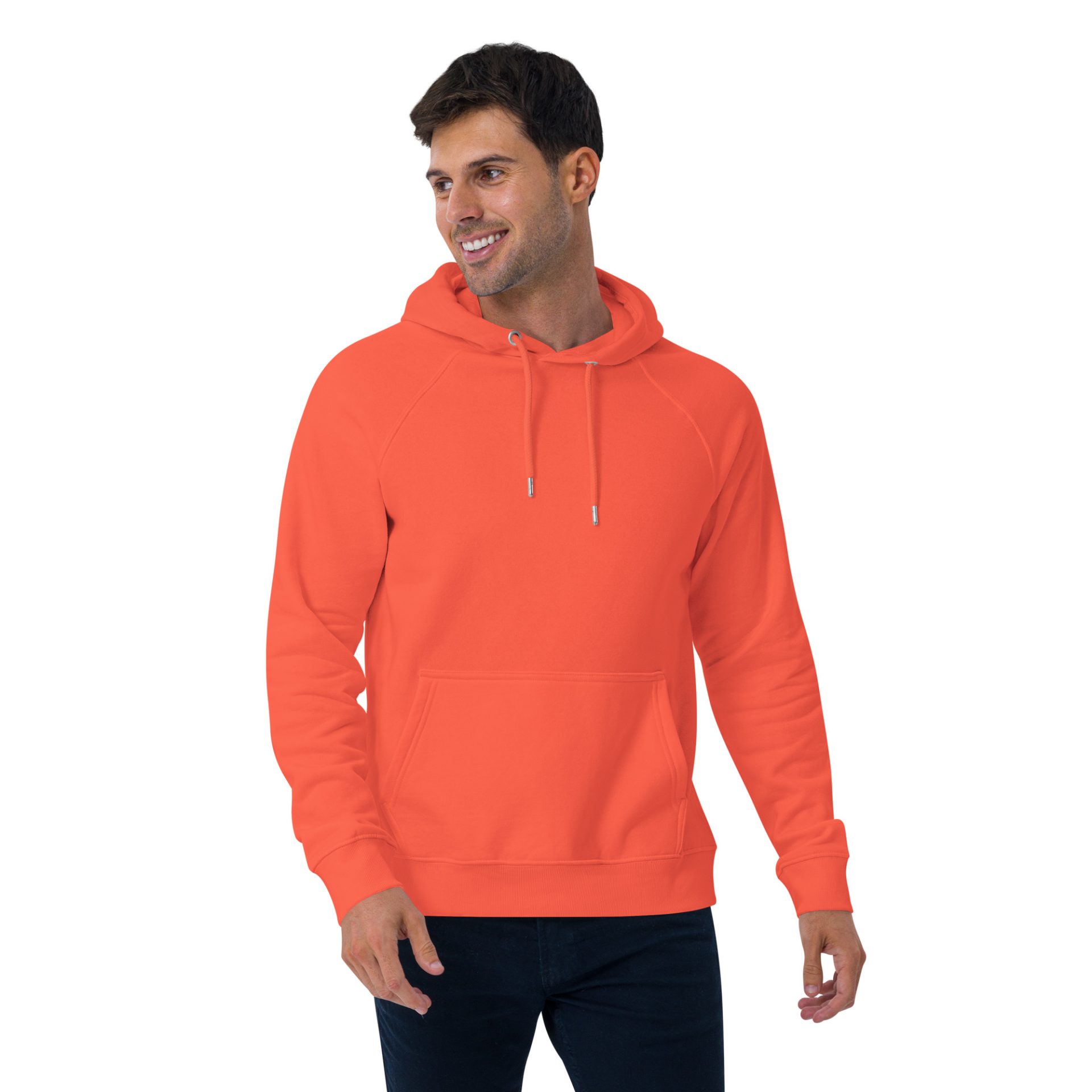 Unisex eco raglan hoodie burnt orange front 2 69132b77a431a.jpg