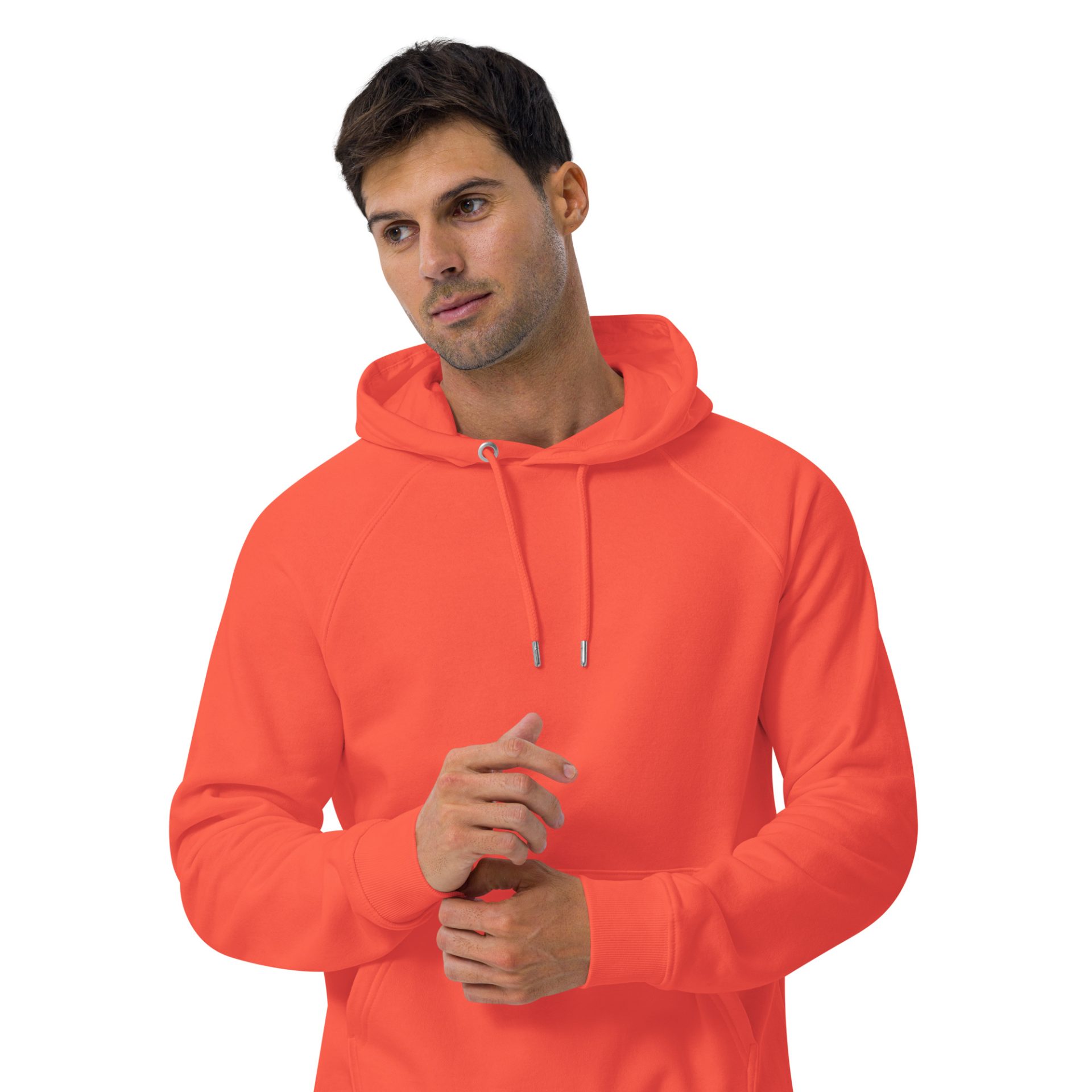 Unisex eco raglan hoodie burnt orange front 3 69132b77a6061.jpg
