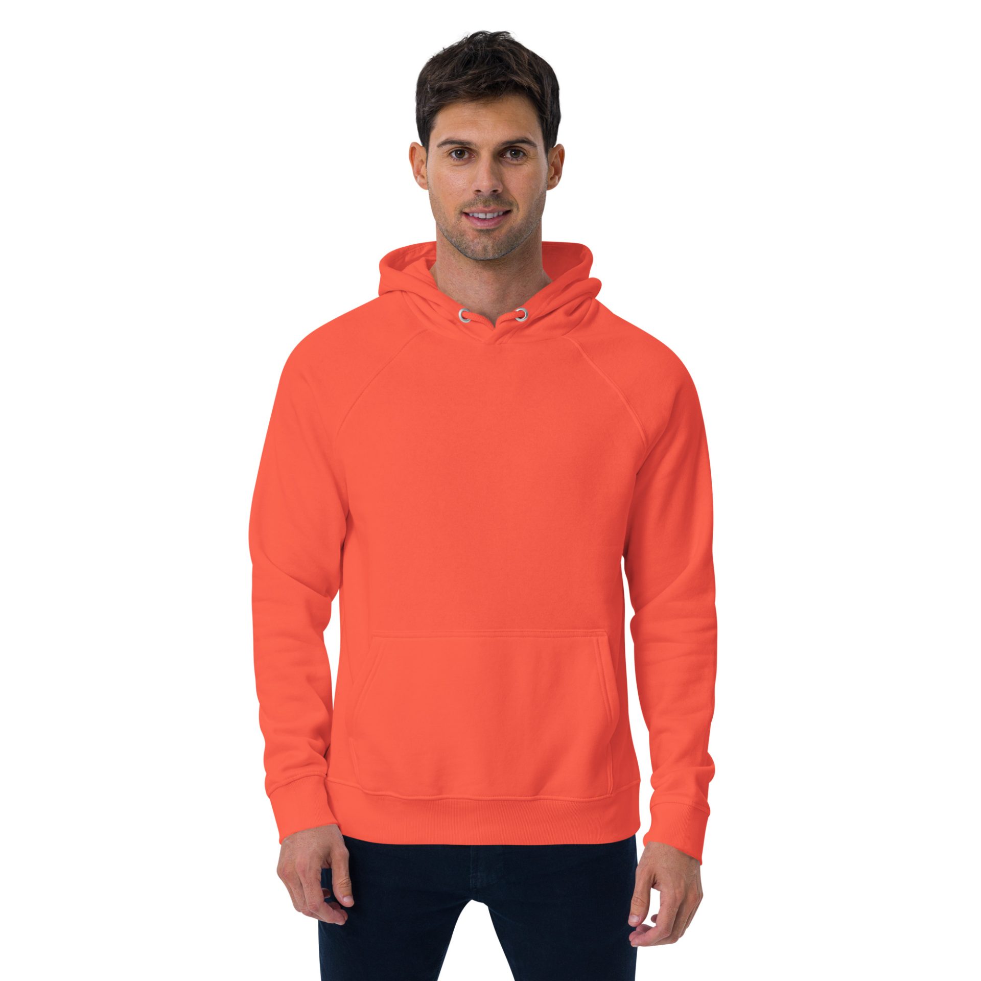 Unisex eco raglan hoodie burnt orange front 69132cbe82c02.jpg