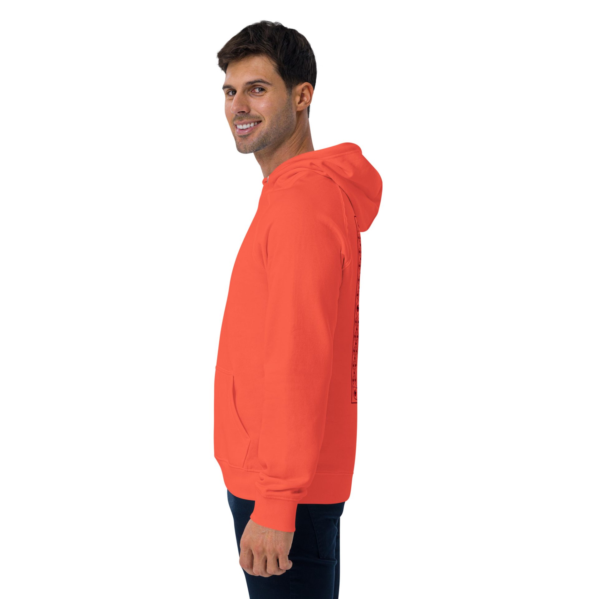 Unisex eco raglan hoodie burnt orange left 69132cbe8677b.jpg