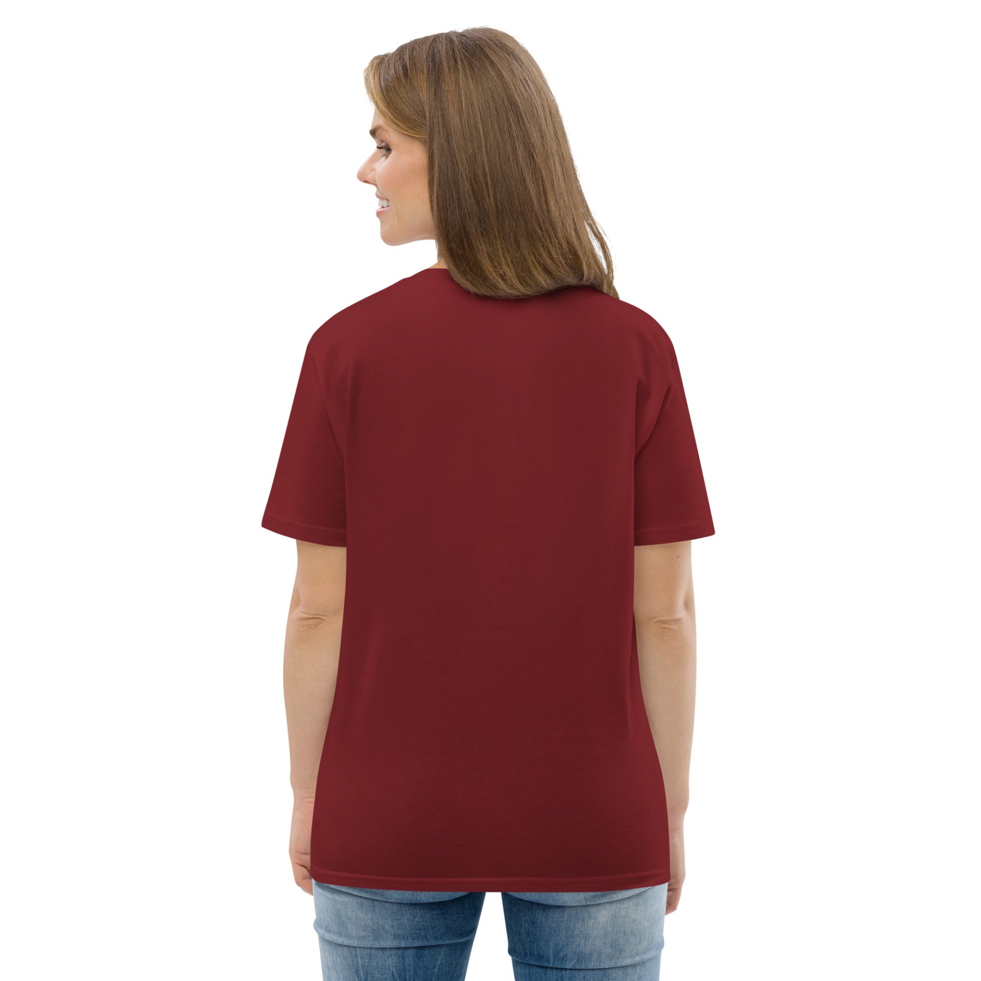 Unisex organic cotton t shirt burgundy back 69132c4824b06.jpg