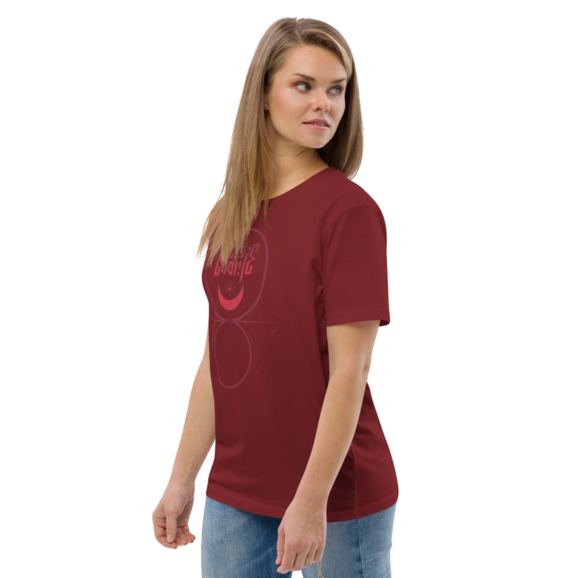 Unisex organic cotton t shirt burgundy left front 691256d46d349.jpg