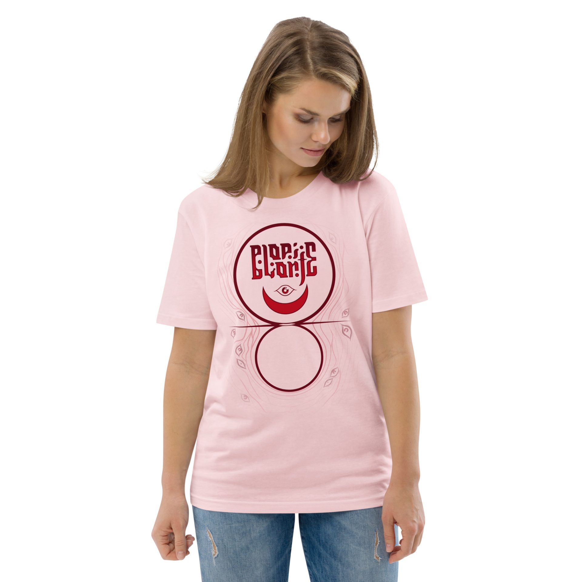 Unisex organic cotton t shirt cotton pink front 2 691256d64bb63.jpg