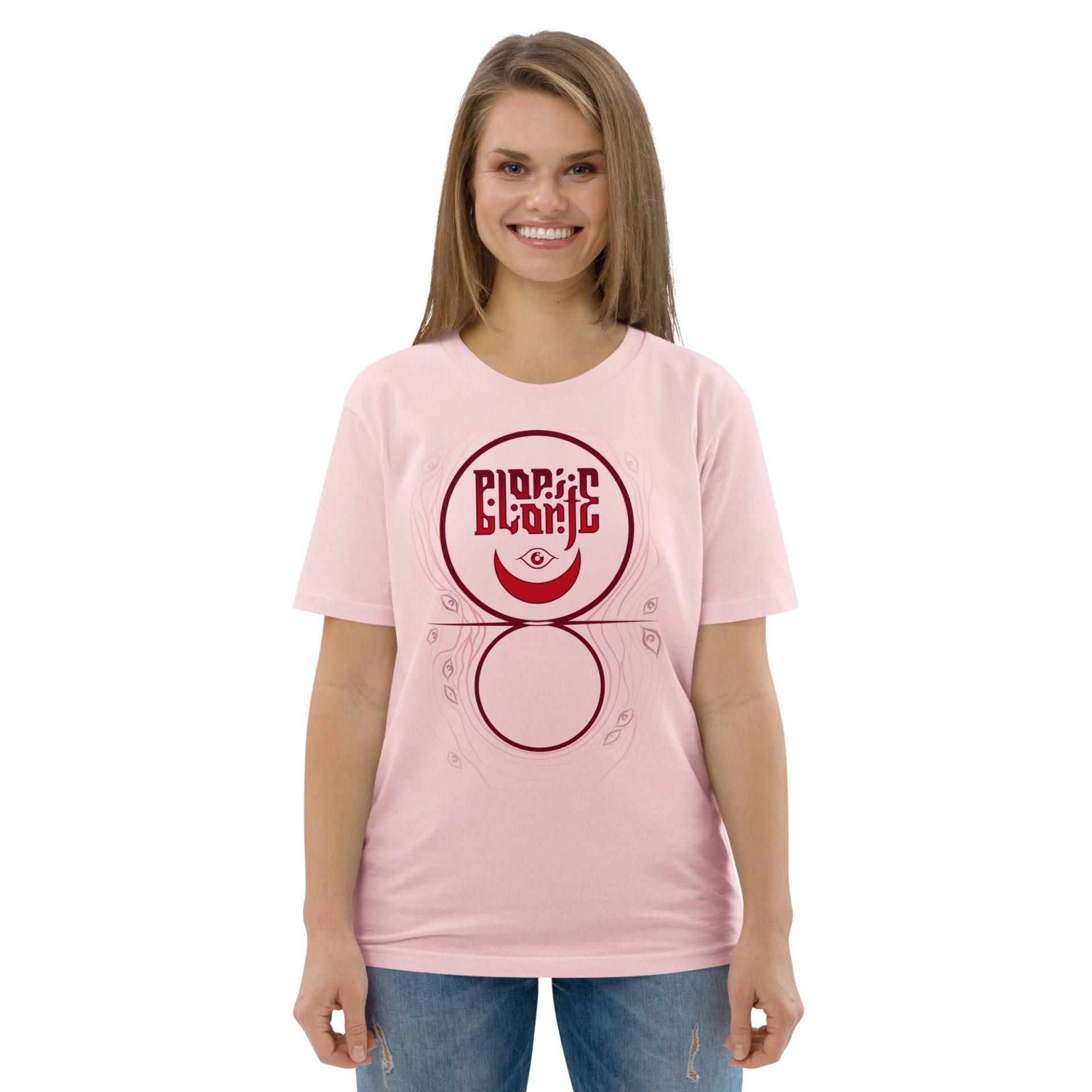 Unisex organic cotton t shirt cotton pink front 691256d6433f8.jpg