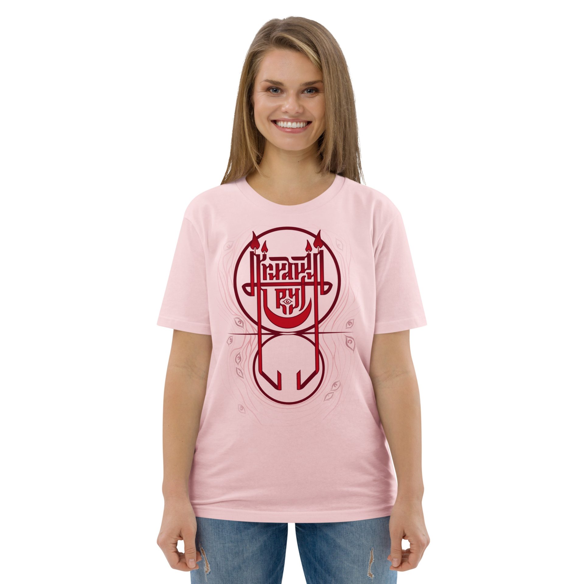 Unisex organic cotton t shirt cotton pink front 69132c49e02df.jpg