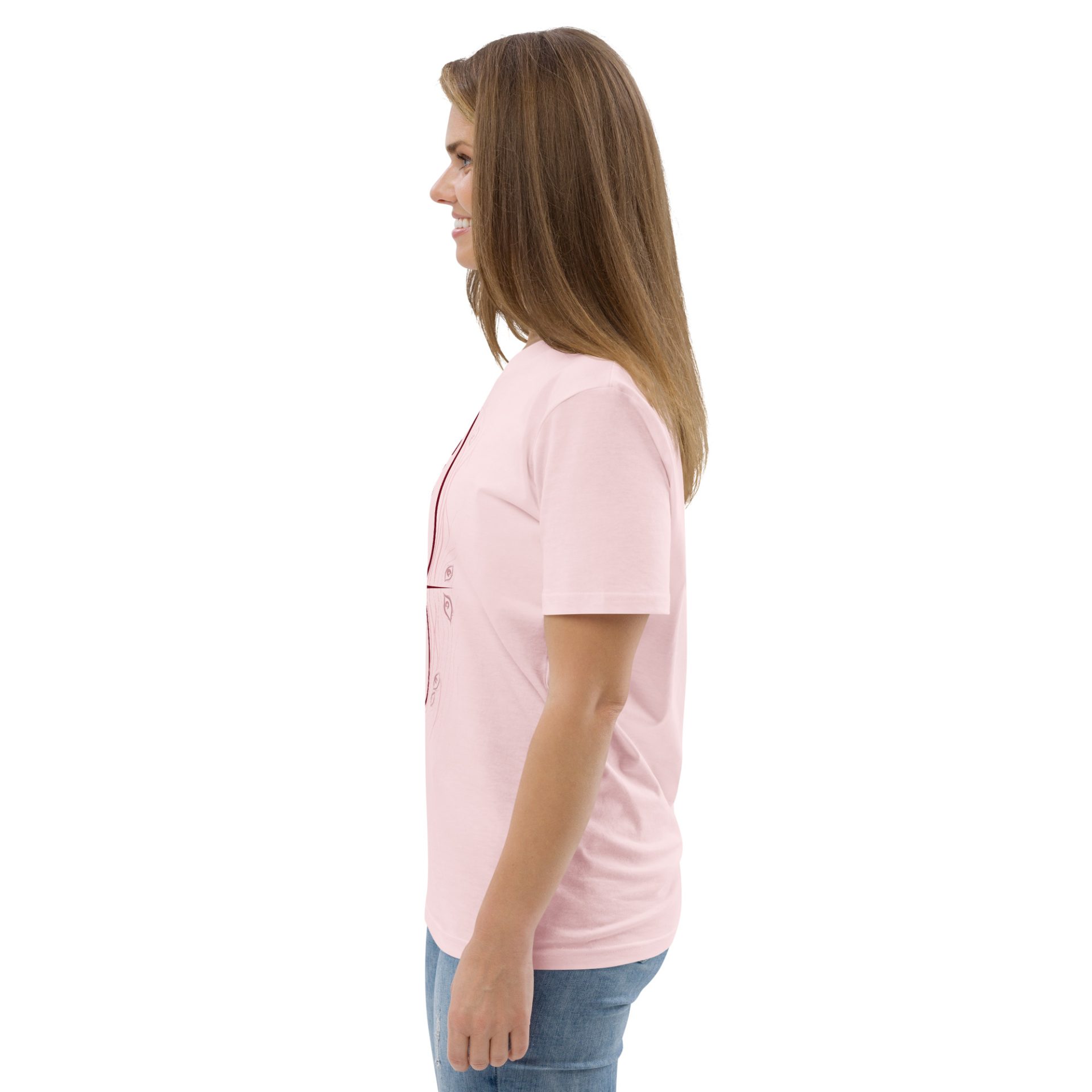 Unisex organic cotton t shirt cotton pink left 691256d6990bb.jpg