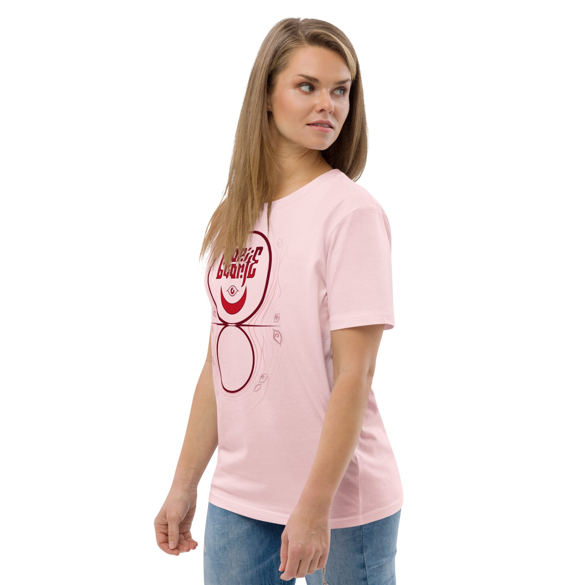 Unisex organic cotton t shirt cotton pink left front 691256d66f3da.jpg