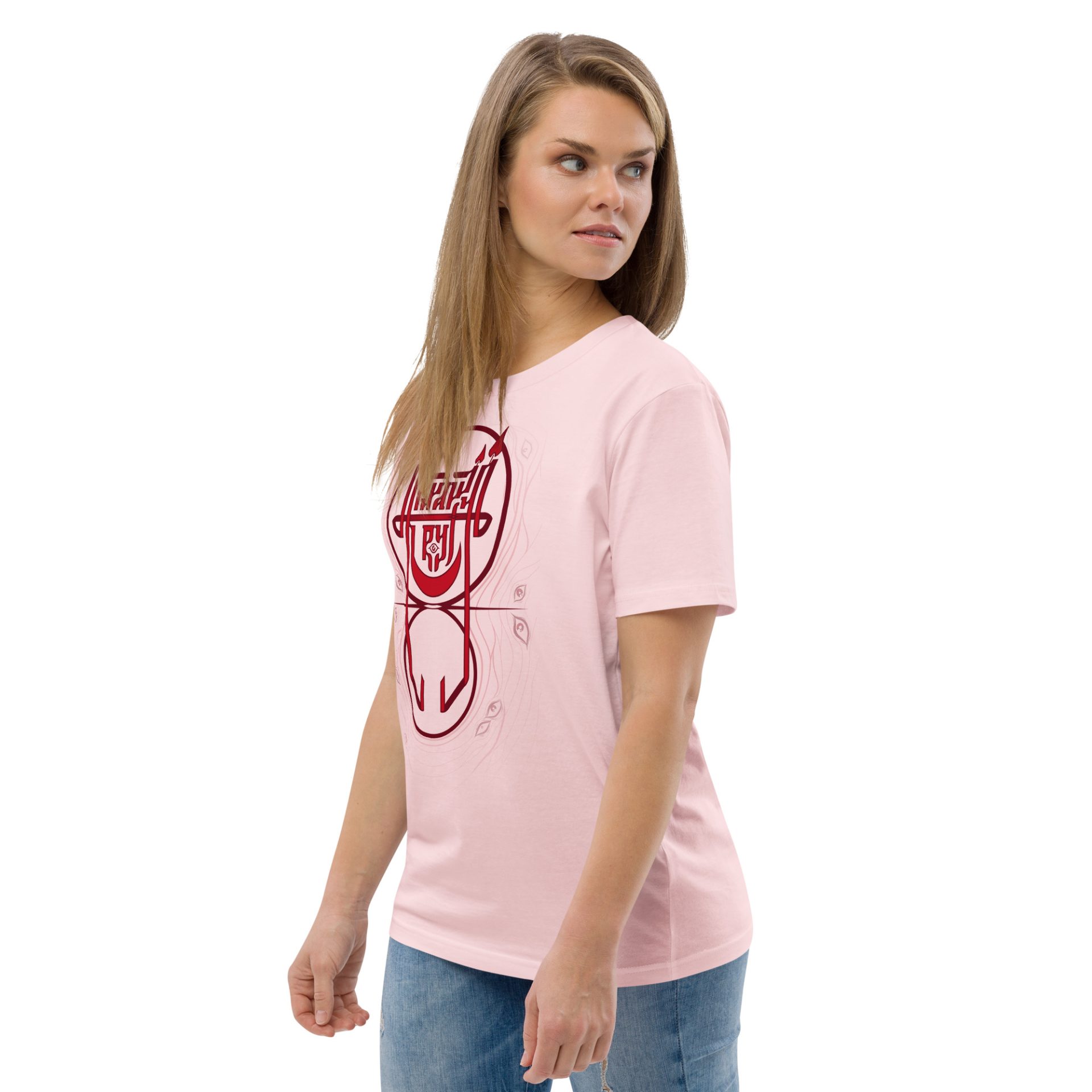 Unisex organic cotton t shirt cotton pink left front 69132c4a144d6.jpg