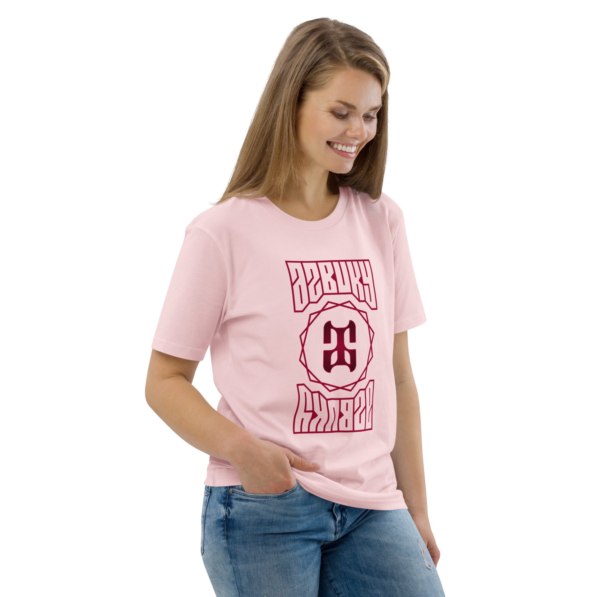 Unisex organic cotton t shirt cotton pink right front 691254d6b3205.jpg