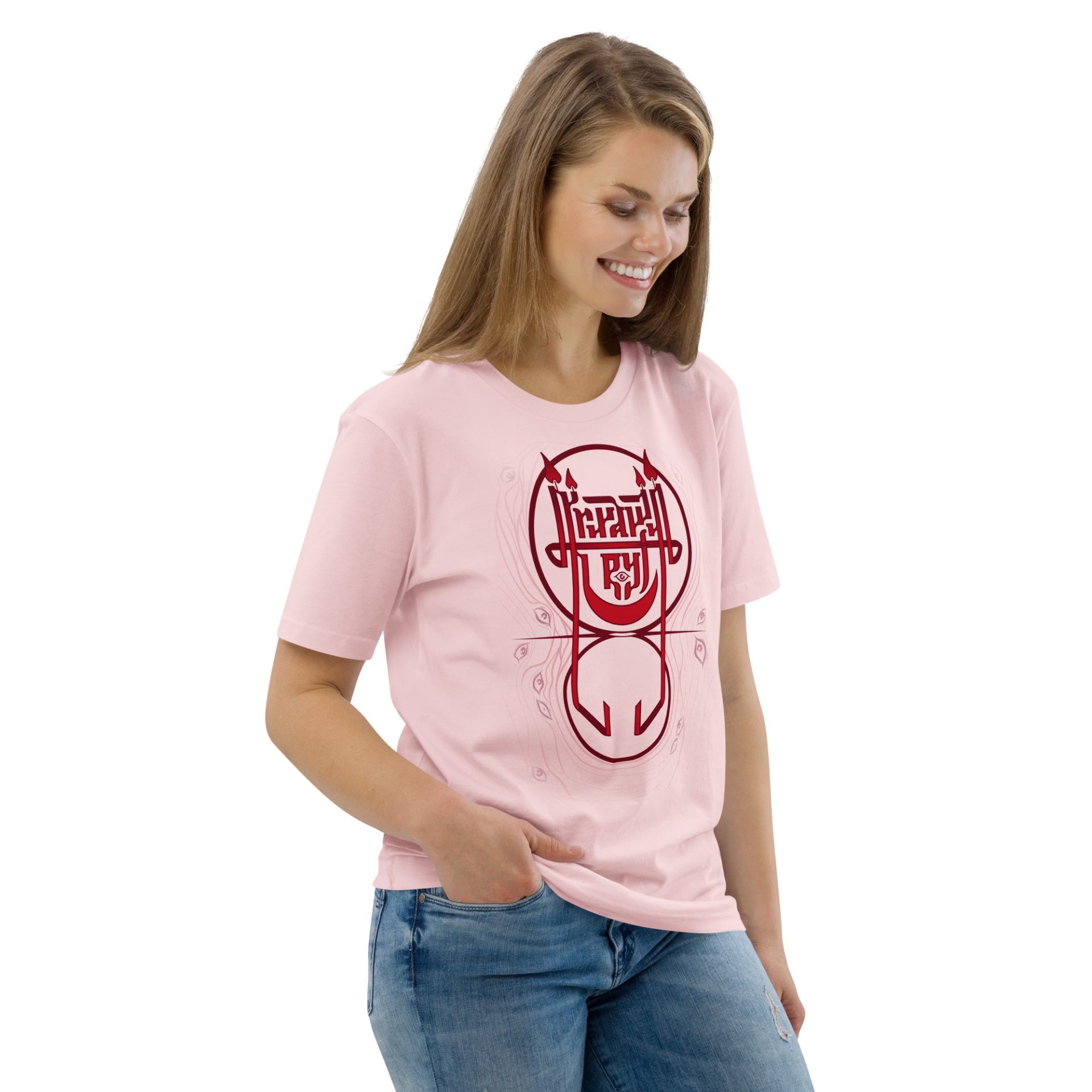 Unisex organic cotton t shirt cotton pink right front 69132c4a1fcba.jpg