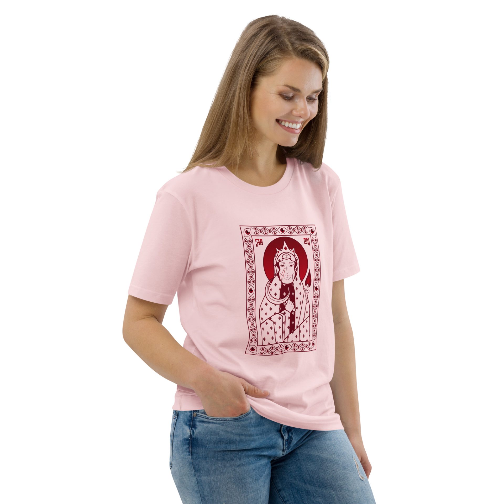 Unisex organic cotton t shirt cotton pink right front 69132e093117c.jpg
