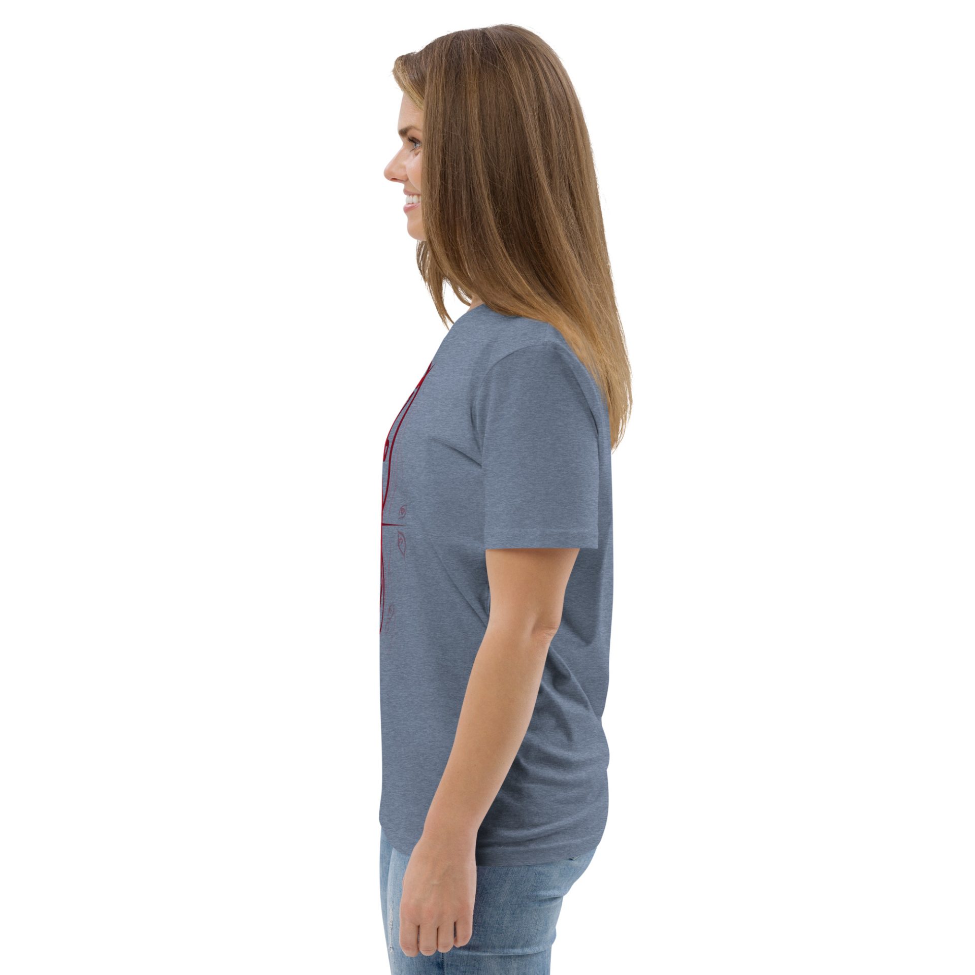 Unisex organic cotton t shirt dark heather blue left 69132c4903715.jpg