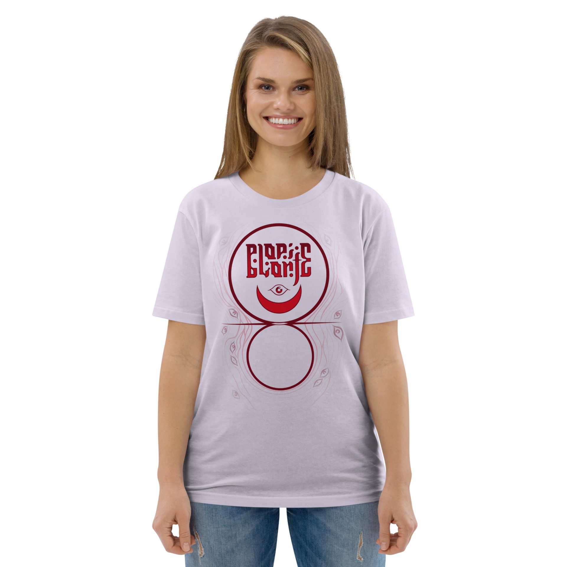 Unisex organic cotton t shirt lavender front 691256d6a42bd.jpg