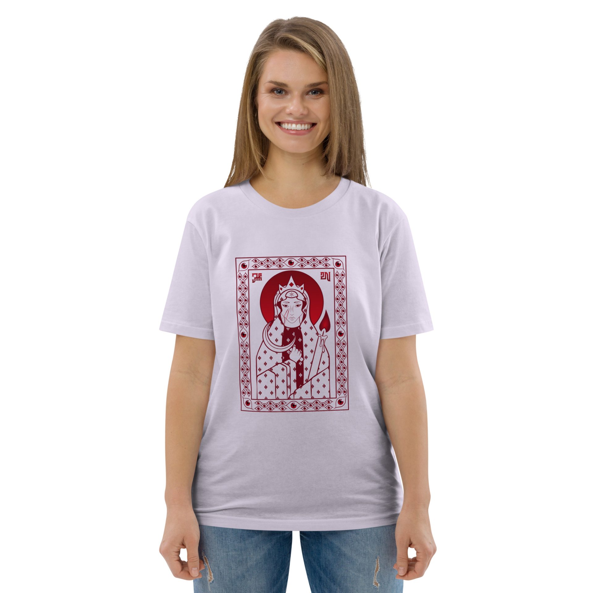 Unisex organic cotton t shirt lavender front 69132e094fbec.jpg