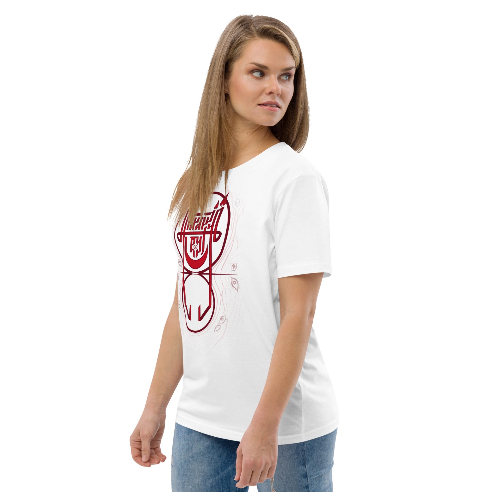 Unisex organic cotton t shirt white left front 69132c4b109d3.jpg