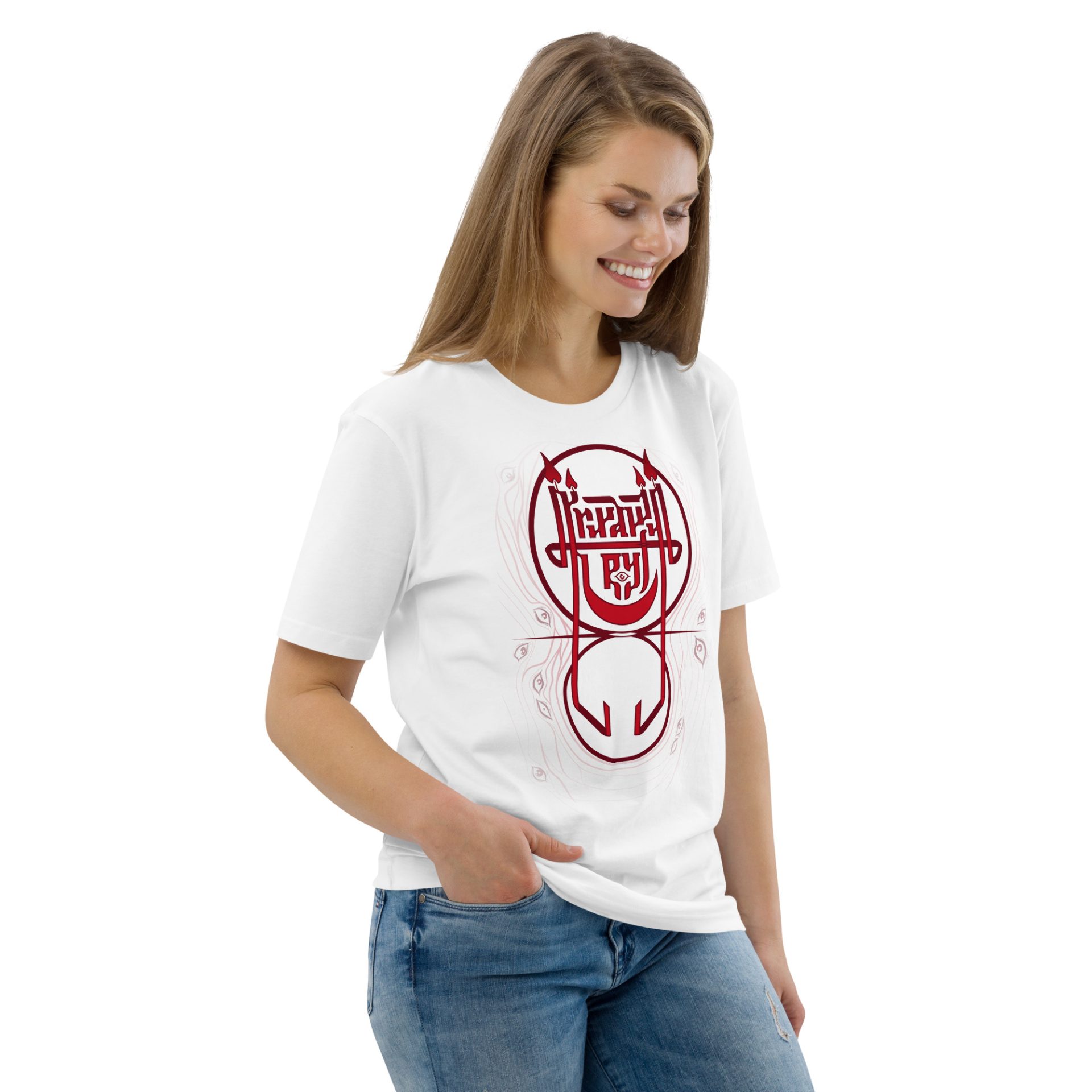 Unisex organic cotton t shirt white right front 69132c4b24082.jpg